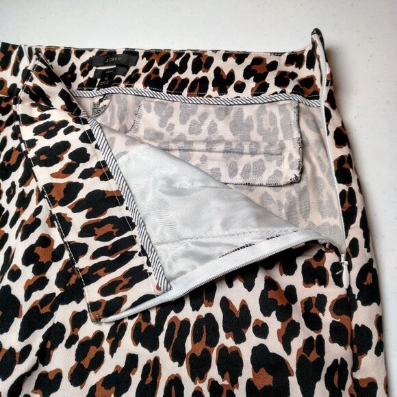 J Crew Remi Pants Women Size 6 Leopard Print Stretch Twill Zip Up Cat Print - Picture 15 of 15
